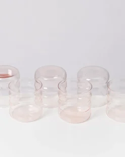 Joia - Set of 6 glass small bubble pink opal