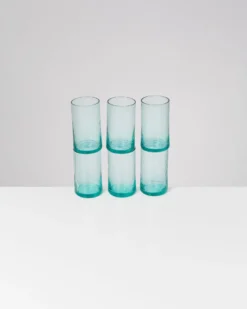Leiria Glas klein riffled grün 6er-Set