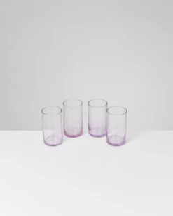 Leiria Glas klein riffled lila 4er-Set