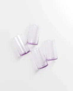 Leiria Glas klein riffled lila 4er-Set