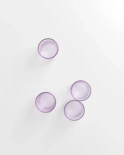Leiria Glas klein riffled lila 4er-Set
