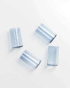 Leiria - Set of 4 glass riffled blue