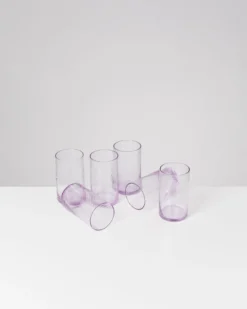 Leiria - Set of 6 glass riffled purple