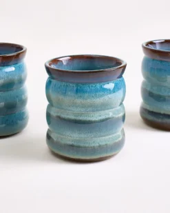 Madeira - Set of 6 cups large bubble green-blue