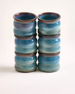 Madeira - Set of 6 cups small bubble green-blue