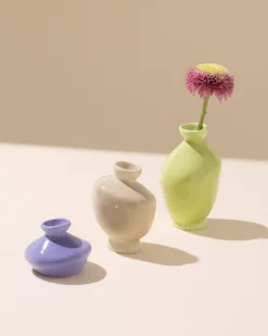 Mino - Vase S Set of 3 cornflower sand lime