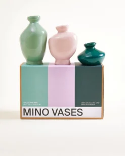 Mino - Vase S Set of 3 dark green purple sage