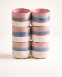 Nódoa - Large cup dipped pink blue Set of 6