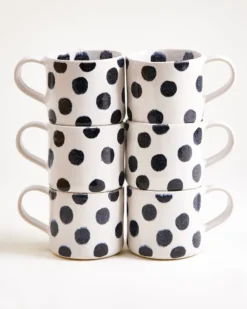 Nódoa - Large mug dotted black Set of 6