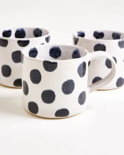Nódoa - Large mug dotted black Set of 6