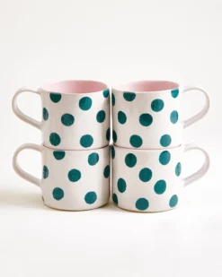 Nódoa - Large mug dotted pink green Set of 4