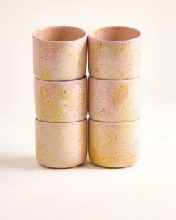 Nódoa - Set of 6 Cups large pink speckled