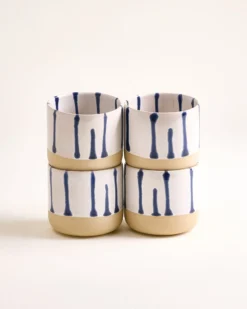Nódoa - Set of 4 Cups large white blue