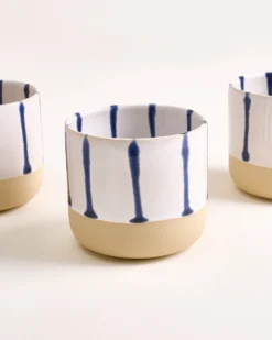 Nódoa - Set of 4 Cups large white blue