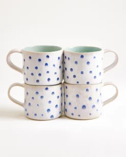 Nódoa Tasse groß gepunktet mint blau 4er-Set