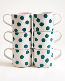 Nódoa Tasse groß gepunktet rosa grün 6er-Set