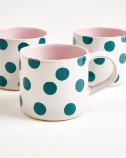 Nódoa Tasse groß gepunktet rosa grün 4er-Set