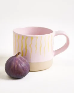 Nódoa Tasse groß gestreift rosa gelb 6er-Set