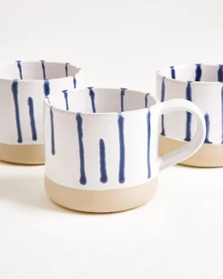 Nódoa Tasse groß gestreift weiß blau 4er-Set