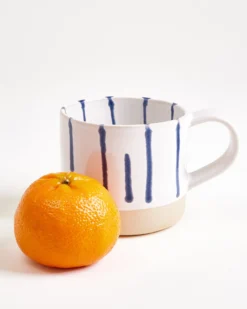 Nódoa Tasse groß gestreift weiß blau 6er-Set