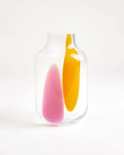 Nuno glass vase M - pink orange drops