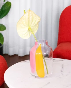 Nuno glass vase M - pink orange drops