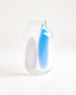 Nuno glass vase M - white blue drops