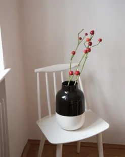Nuno vase L - black white