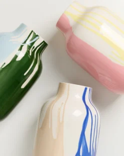Nuno - Vase L drip dark green light blue