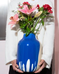 Nuno - Vase L drip sand blue