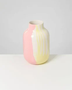 Nuno - Vase L drip yellow pink