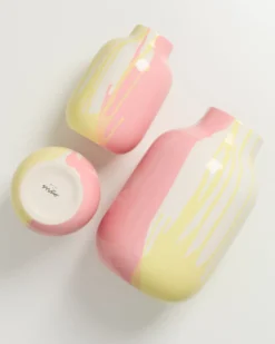 Nuno - Vase L drip yellow pink