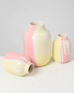 Nuno - Vase L drip yellow pink