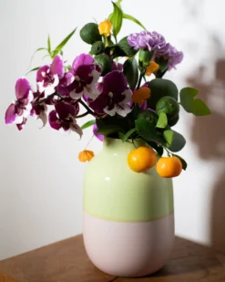 Nuno Vase L lime rose