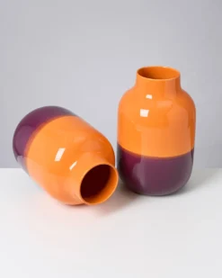 Nuno vase L - orange darklilac