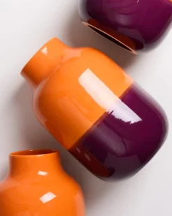 Nuno vase L - orange darklilac