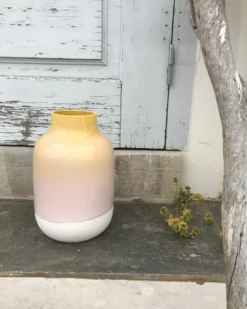 Nuno - Vase L speckled yellow pink