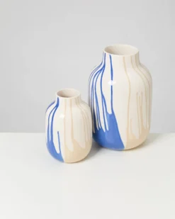 Nuno - Vase M drip sand blue