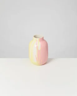 Nuno - Vase M drip yellow pink