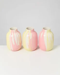 Nuno - Vase M drip yellow pink