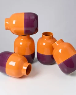 Nuno vase M orange darklilac