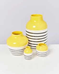 Nuno vase S - yellow black striped