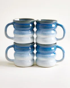 Ombra - Large mug Bubble dark blue light blue Set of 4
