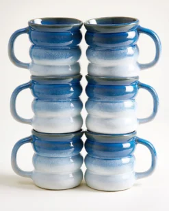 Ombra - Large mug Bubble dark blue light blue Set of 6