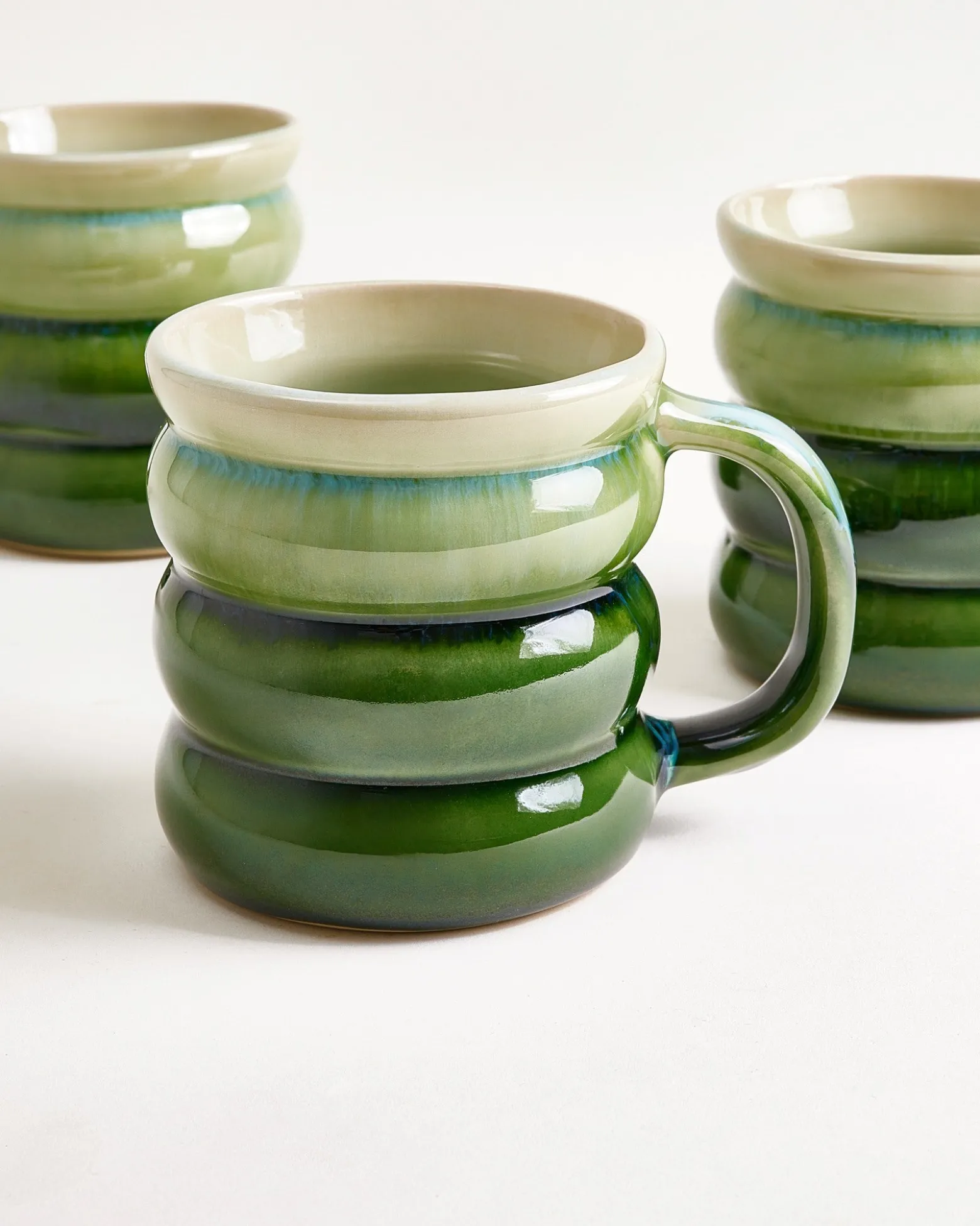 Ombra - Large mug Bubble green dark green Set of 4