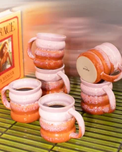 Ombra Tasse groß bubble rosa orange 6er-Set