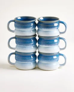Ombra Tasse klein bubble dunkelblau hellblau 6er-Set