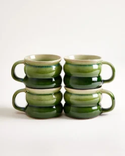 Ombra Tasse klein bubble grün dunkelgrün 4er-Set