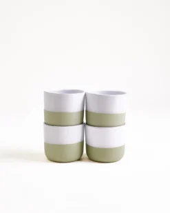 Seda - Set of 4 cups small sage green white