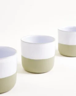 Seda - Set of 4 cups small sage green white